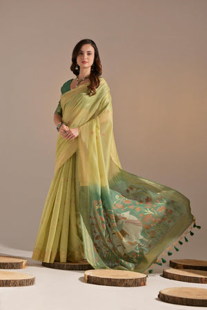 Yellow Woven cotton Saree (Eth_SR_133)