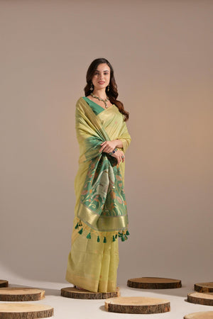 Yellow Woven cotton Saree (Eth_SR_133)