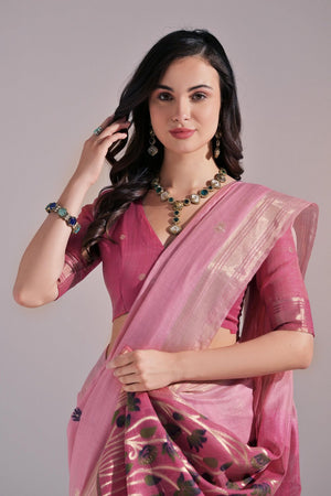 Pink Woven cotton Saree (Eth_SR_135)