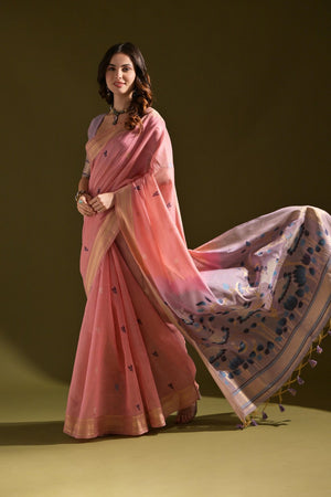 Pink Woven cotton Saree (Eth_SR_139)