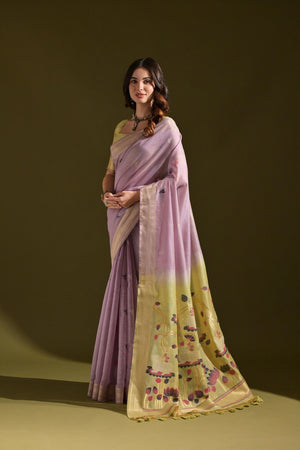 Purple Woven cotton Saree (Eth_SR_143)