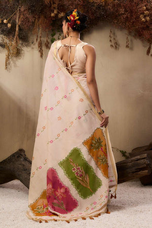 Cream Woven cotton Saree (Eth_SR_144)