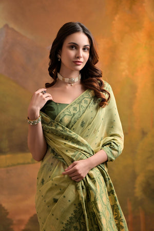 Green Woven cotton Saree (Eth_SR_151)