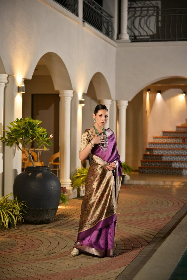 Purple Woven Art Silk Saree (Eth_SR_164)