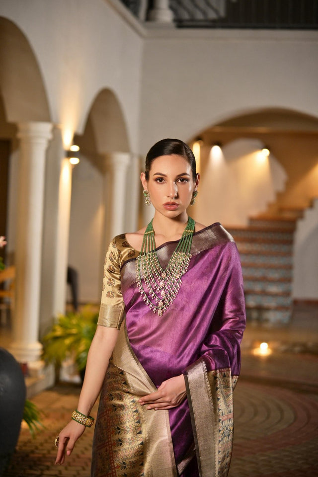 Purple Woven Art Silk Saree (Eth_SR_164)