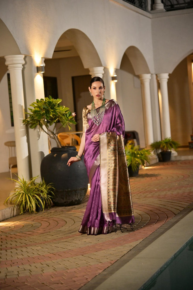 Purple Woven Art Silk Saree (Eth_SR_164)