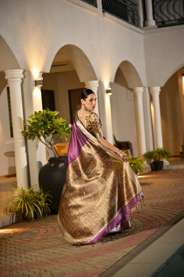 Purple Woven Art Silk Saree (Eth_SR_164)