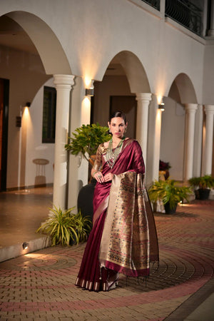Magenta Woven Art Silk Saree (Eth_SR_166)
