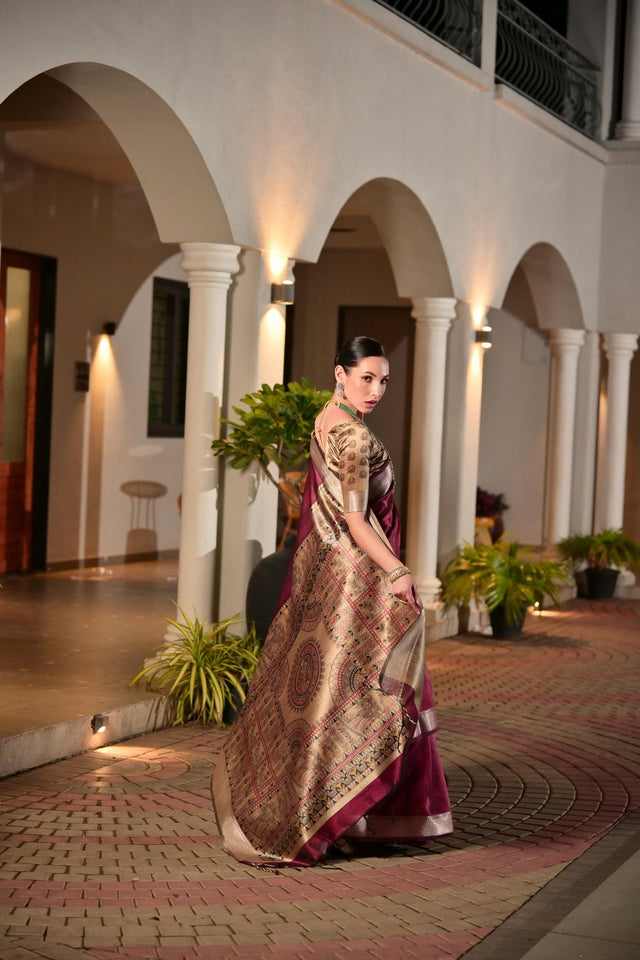 Magenta Woven Art Silk Saree (Eth_SR_166)