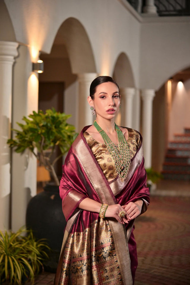 Magenta Woven Art Silk Saree (Eth_SR_166)