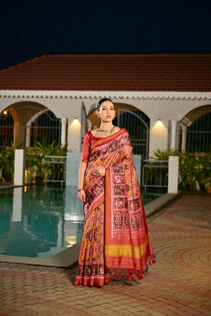 Multi Color Printed Art Silk Saree (Eth_SR_170)