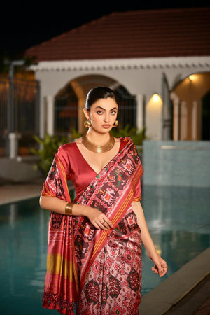 Multi Color Printed Art Silk Saree (Eth_SR_171)