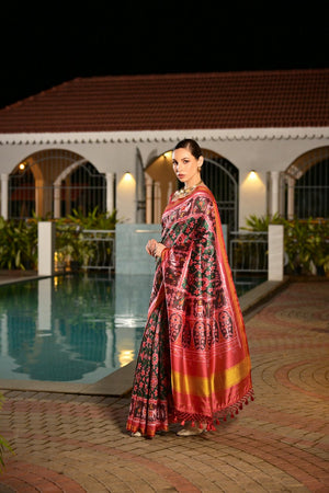 Multi Color Printed Art Silk Saree (Eth_SR_172)