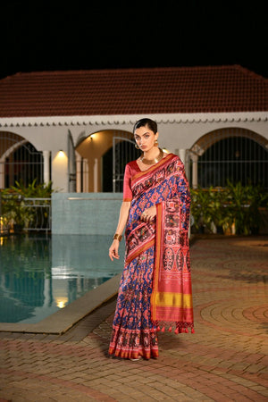 Multi Color Printed Art Silk Saree (Eth_SR_173)