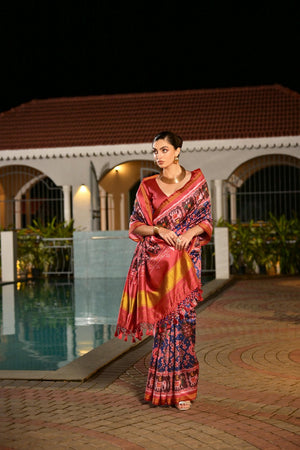 Multi Color Printed Art Silk Saree (Eth_SR_173)