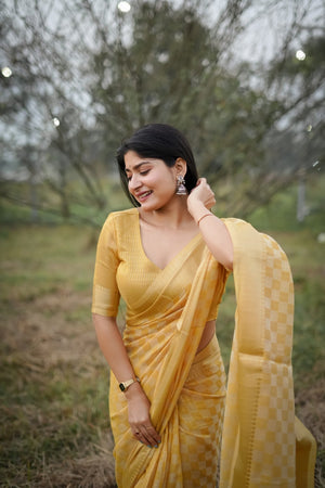Yellow Woven Art Silk Saree (Eth_SR_174)