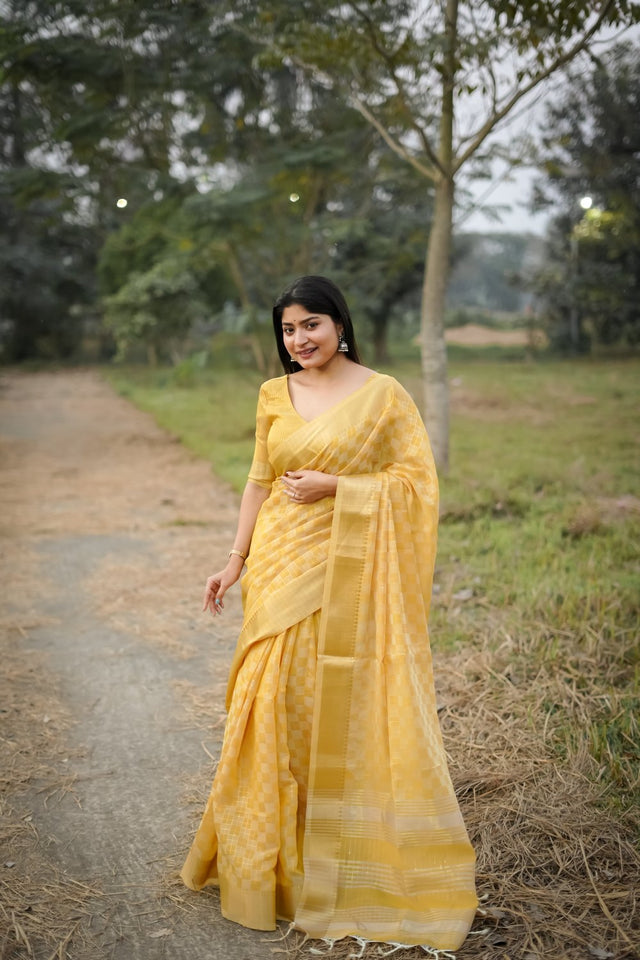 Yellow Woven Art Silk Saree (Eth_SR_174)