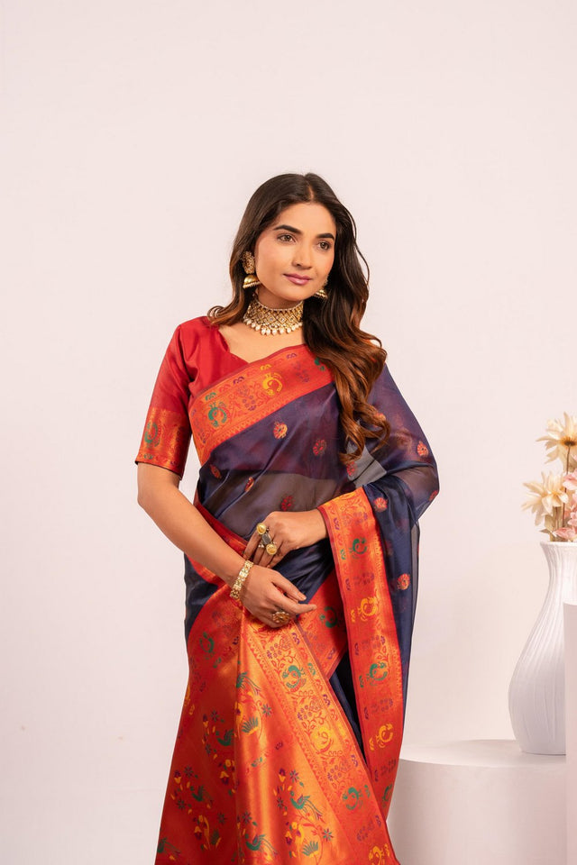 Blue Woven Art Silk Saree (Eth_SR_177)