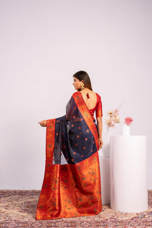 Blue Woven Art Silk Saree (Eth_SR_177)