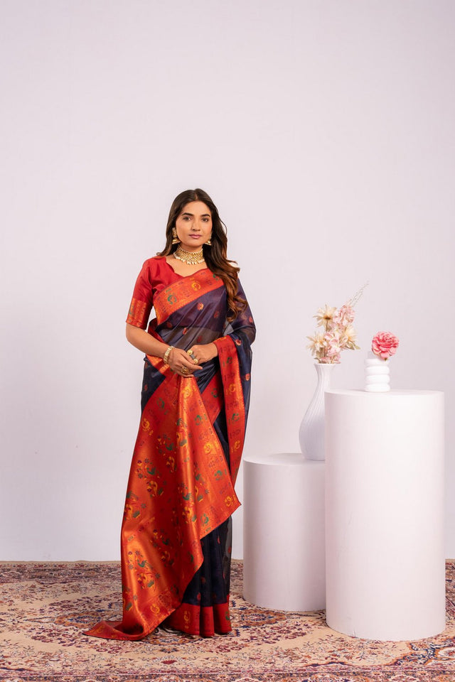 Blue Woven Art Silk Saree (Eth_SR_177)