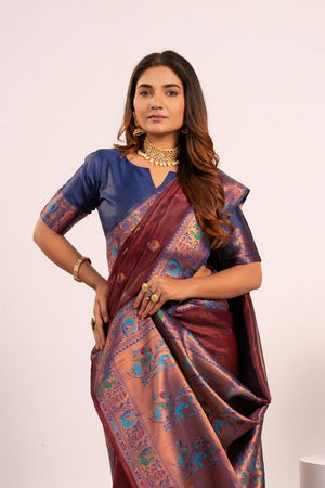 Brown Woven Art Silk Saree (Eth_SR_178)