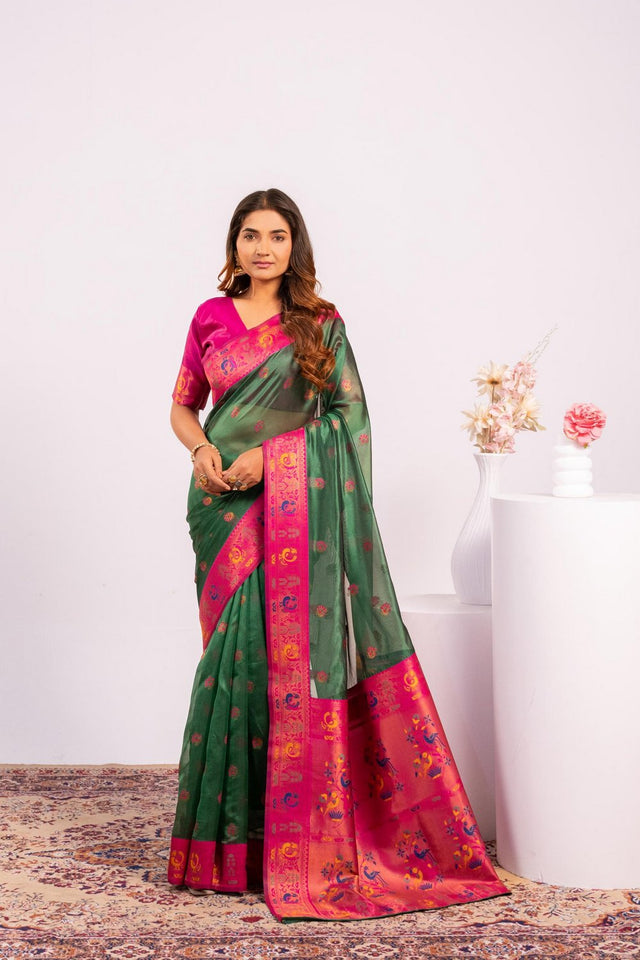 Green Woven Art Silk Saree (Eth_SR_179)