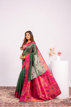 Green Woven Art Silk Saree (Eth_SR_179)