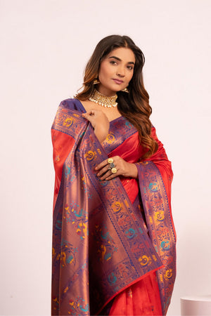 Red Woven Art Silk Saree (Eth_SR_181)
