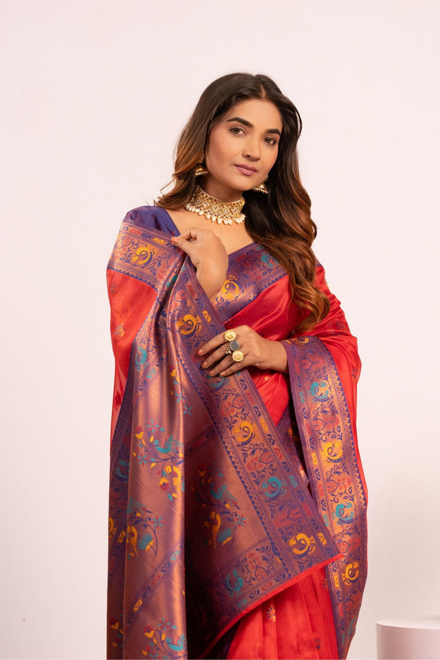 Red Woven Art Silk Saree (Eth_SR_181)