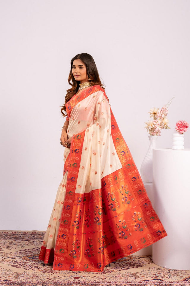 White Woven Art Silk Saree (Eth_SR_182)