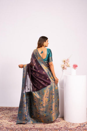 Wine Woven Art Silk Saree (Eth_SR_183)