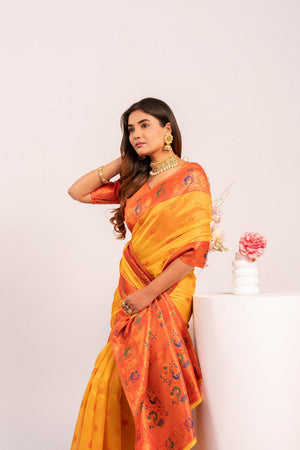 Yellow Woven Art Silk Saree (Eth_SR_184)