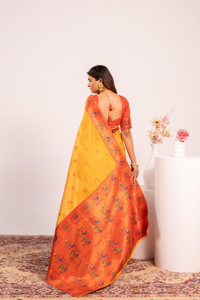 Yellow Woven Art Silk Saree (Eth_SR_184)
