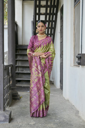 Mehendi Printed Art Silk Saree (Eth_SR_186)
