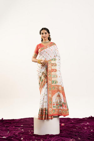 White Woven Art Silk Saree (Eth_SR_199)