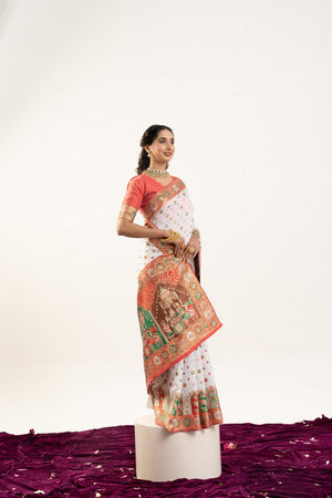 White Woven Art Silk Saree (Eth_SR_199)