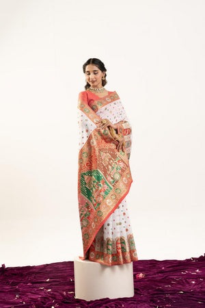 White Woven Art Silk Saree (Eth_SR_199)
