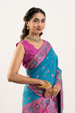 Blue Woven Art Silk Saree (Eth_SR_202)