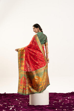 Red Woven Art Silk Saree (Eth_SR_204)