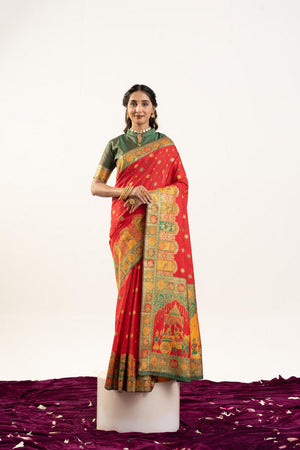 Red Woven Art Silk Saree (Eth_SR_204)