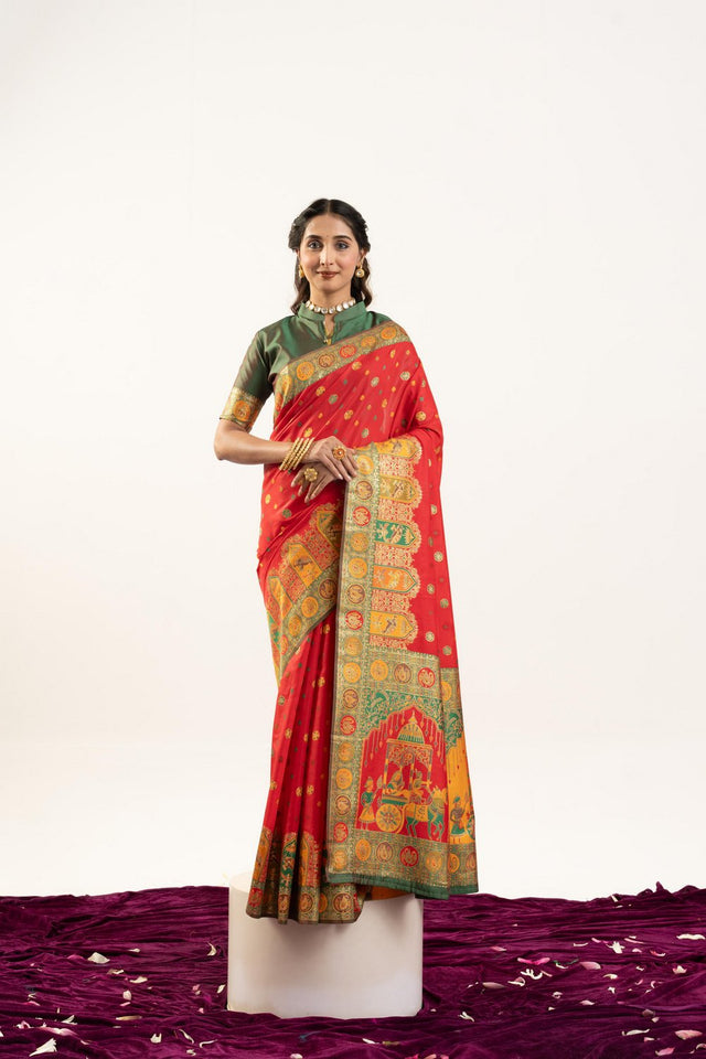 Red Woven Art Silk Saree (Eth_SR_204)