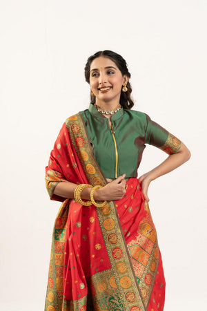 Red Woven Art Silk Saree (Eth_SR_204)