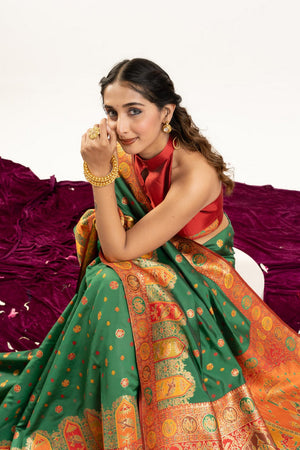 Green Woven Art Silk Saree (Eth_SR_205)