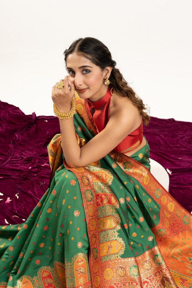 Green Woven Art Silk Saree (Eth_SR_205)