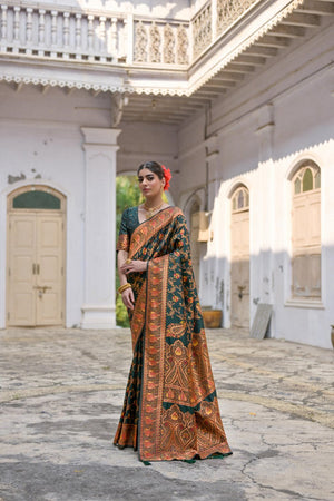 Green Floral Woven Art Silk Saree (Eth_SR_207)