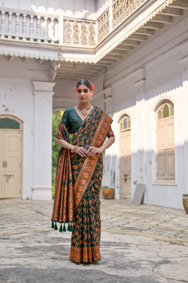 Green Floral Woven Art Silk Saree (Eth_SR_207)