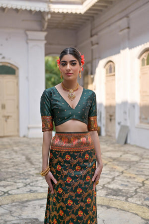 Green Floral Woven Art Silk Saree (Eth_SR_207)