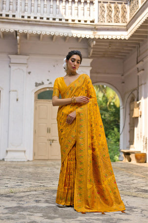 Yellow Floral Woven Art Silk Saree (Eth_SR_212)