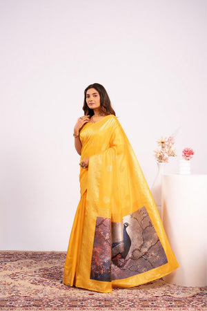 Yellow Floral Woven Art Silk Saree (Eth_SR_220)