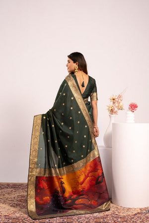 Green Floral Woven Art Silk Saree (Eth_SR_222)